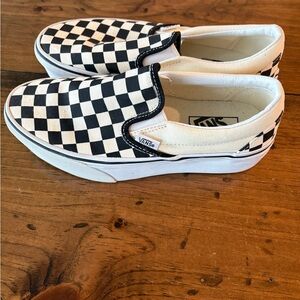 Vans Black and White Checkered Platform Shoes